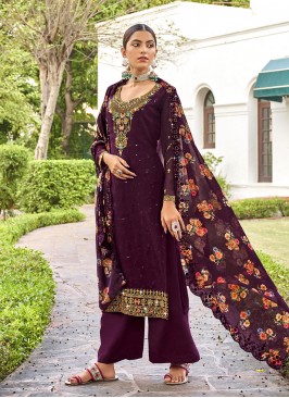 Sorcerous Embroidered Purple Salwar Kameez 