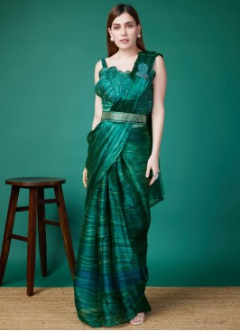 Sorcerous Fancy Organza Green Classic Saree