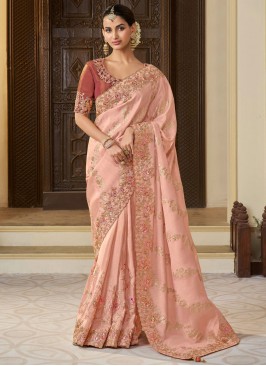 Sorcerous Viscose Peach Trendy Saree