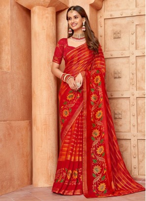 Sparkling Red Party Saree