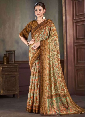 Sparkling Silk Green Contemporary Saree