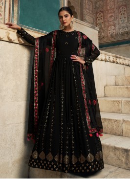 Sparky Black Embroidered Georgette Festive Wear Go