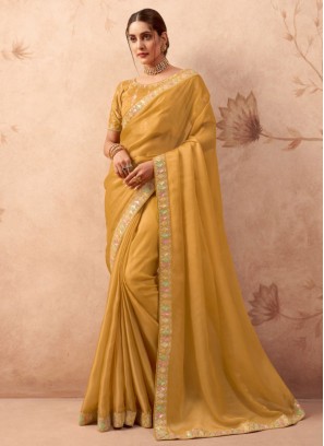 Specialised Mustard Fancy Fabric Designer Saree