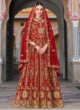 Specialised Red Anarkali Salwar Kameez