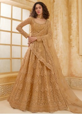 Spectacular Net Brown Cord Designer Lehenga Choli