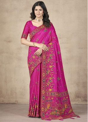 Splendid Magenta and Rani Classic Saree