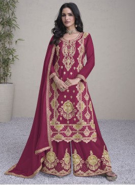 Staggering Fancy Chinon Rani Readymade Salwar Kameez