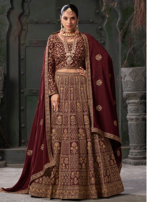 Staring Maroon Cord Georgette Readymade Lehenga Choli