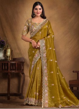 Stone Crush Designer Saree in Green