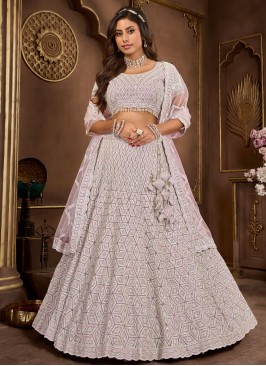 Stone Net Readymade Lehenga Choli in Off White