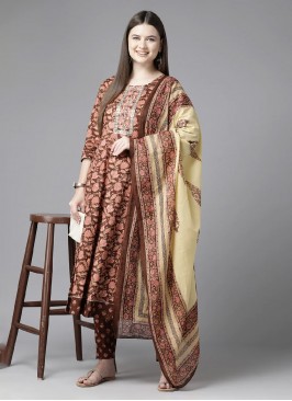 Strange Cotton Floral Print Designer Ankle Length Anarkali Suit