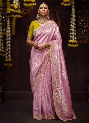 Striking Kanjivaram Silk Embroidered Traditional Saree