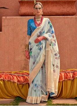 Striking Organza Digital Print Contemporary Saree