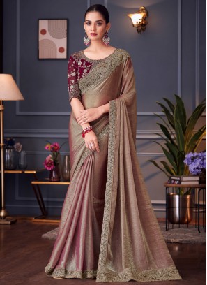 Stunning Brown Silk Contemporary Saree