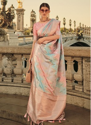 Stunning Satin Silk Weaving Contemporary Style Saree