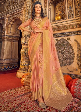 Stupendous Peach Trendy Saree