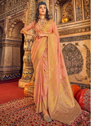 Stupendous Peach Trendy Saree