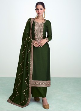 Stylish Embroidered Ceremonial Palazzo Salwar Suit