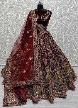 Stylish Thread Velvet Trendy Lehenga Choli