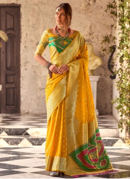 Subtle Yellow Ceremonial Designer Saree