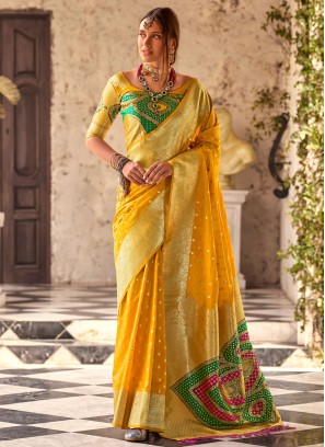 Subtle Yellow Ceremonial Designer Saree