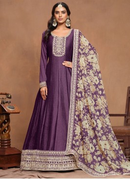 Sumptuous Purple Embroidered Gown 