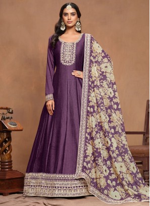 Sumptuous Purple Embroidered Gown 