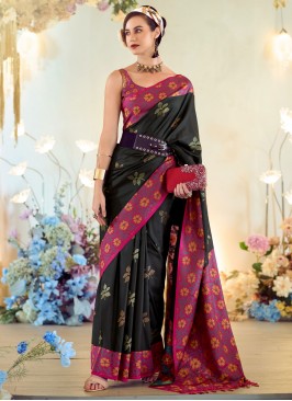 Sumptuous Silk Black Weaving Trendy Saree