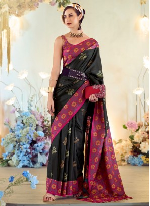 Sumptuous Silk Black Weaving Trendy Saree