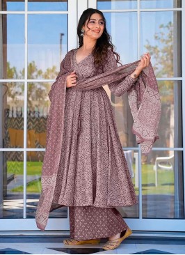 Superb Burgundy Digital Print Muslin Designer Salwar Kameez