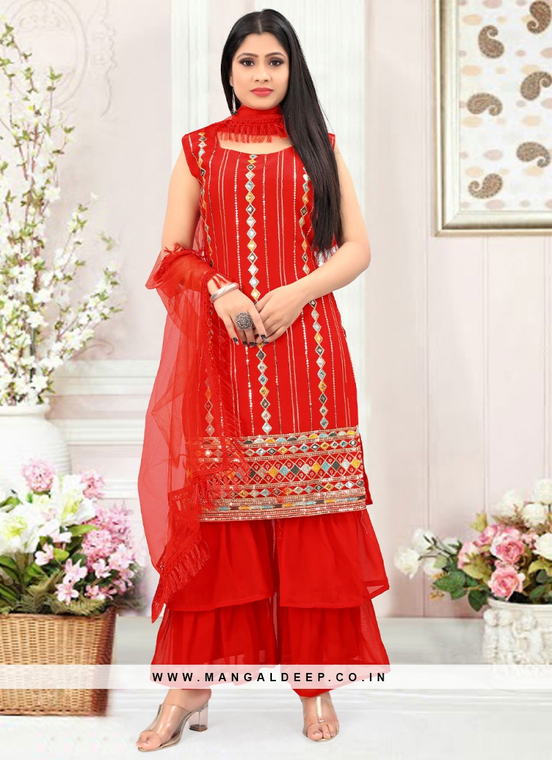 Red salwar hot sale suit design