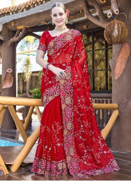 Swarovski Jimmy Chu Classic Saree in Red