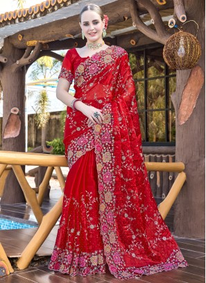 Swarovski Jimmy Chu Classic Saree in Red