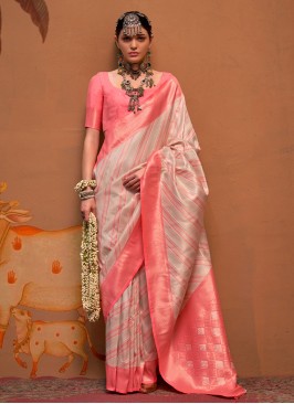 Tantalizing Rose Pink Contemporary Saree