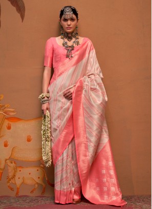 Tantalizing Rose Pink Contemporary Saree