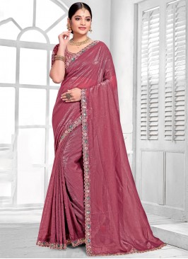 Tantalizing Silk Maroon and Rani Contemporary Saree