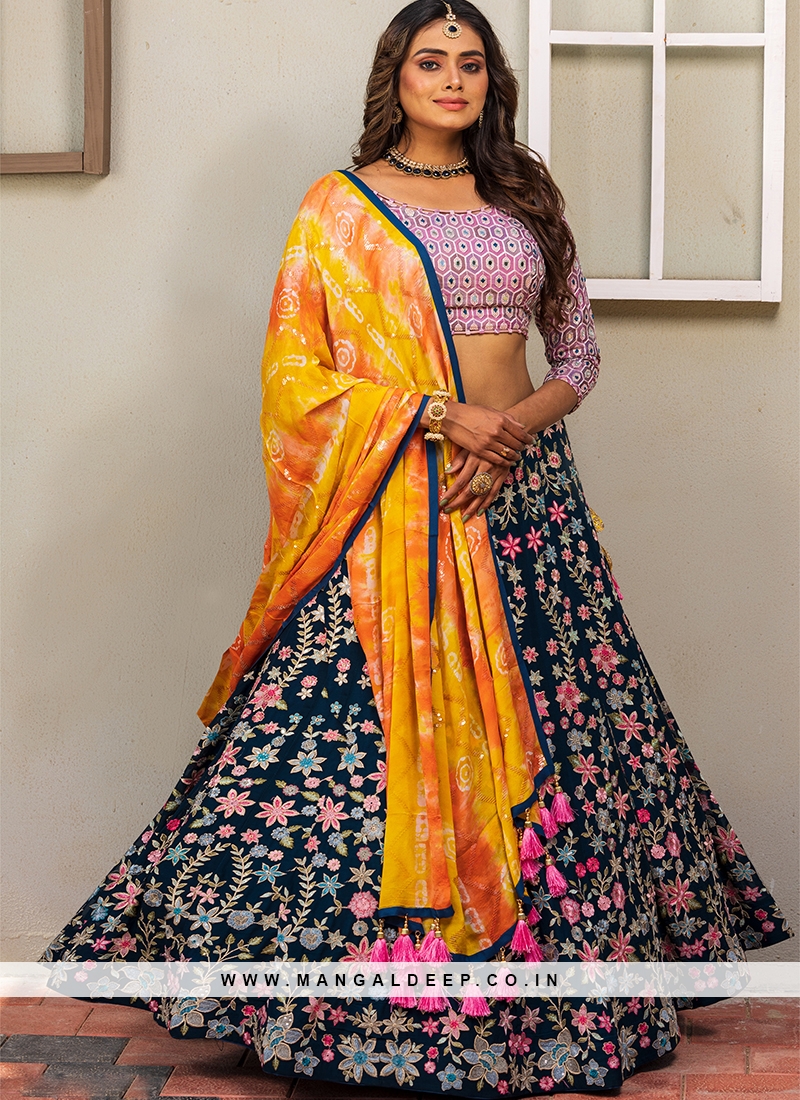 Buy Sky Blue Lehenga Choli online-Karagiri