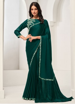 Teal Border Classic Saree