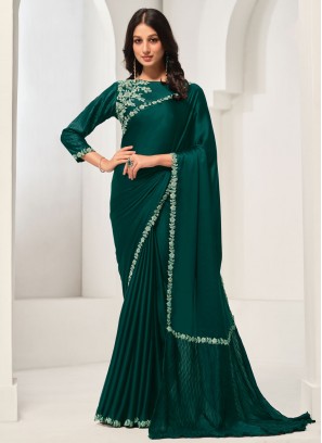 Teal Border Classic Saree