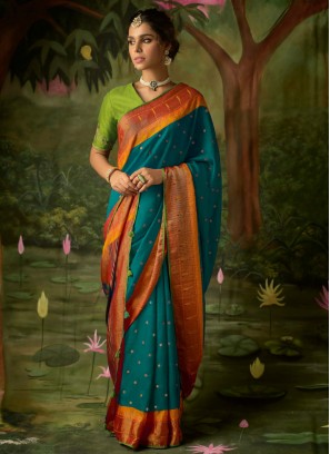 Teal Brasso Party Saree