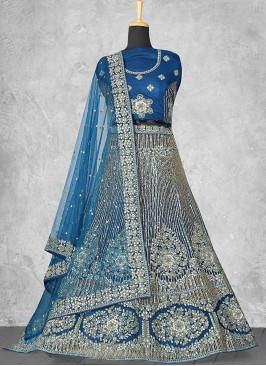 Teal Cord Party Trendy Lehenga Choli