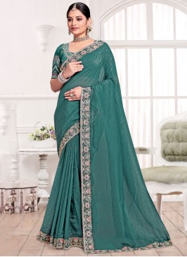 Teal Mehndi Traditional Saree