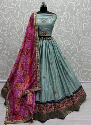 Thread Silk Designer Lehenga Choli in Blue