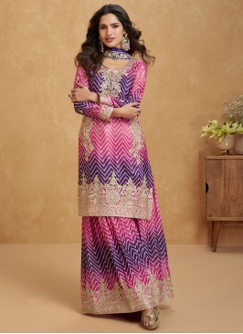 Thrilling Magenta and Purple Readymade Salwar Kameez