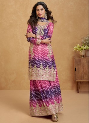 Thrilling Magenta and Purple Readymade Salwar Kameez