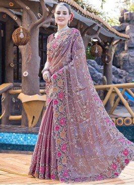 Thrilling Mauve  Ceremonial Traditional Saree