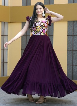 Tiptop Multi Georgette Purple Trendy Gown