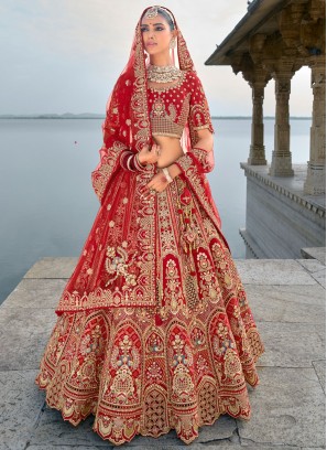 Tiptop Thread Red Silk Trendy Lehenga Choli