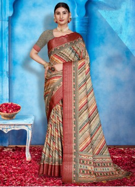 Tiptop Tussar Silk Multi Colour Trendy Saree