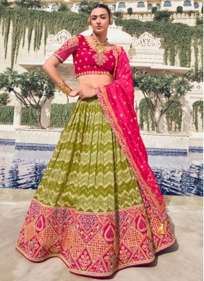 Tissue Mirror Green Trendy Lehenga Choli